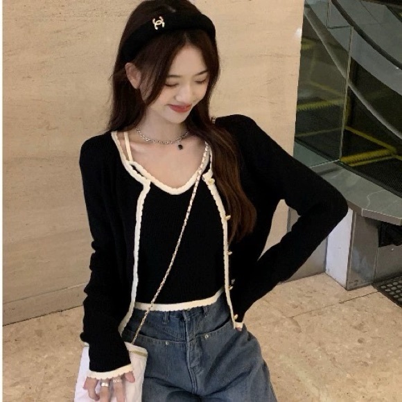 korean style black knit set - Picture 3 of 3